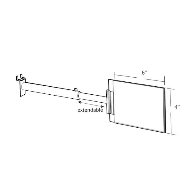 Two-Sided Aisle Acrylic Sign Holder W/ TelescopicGripper 6 X 4, PK4